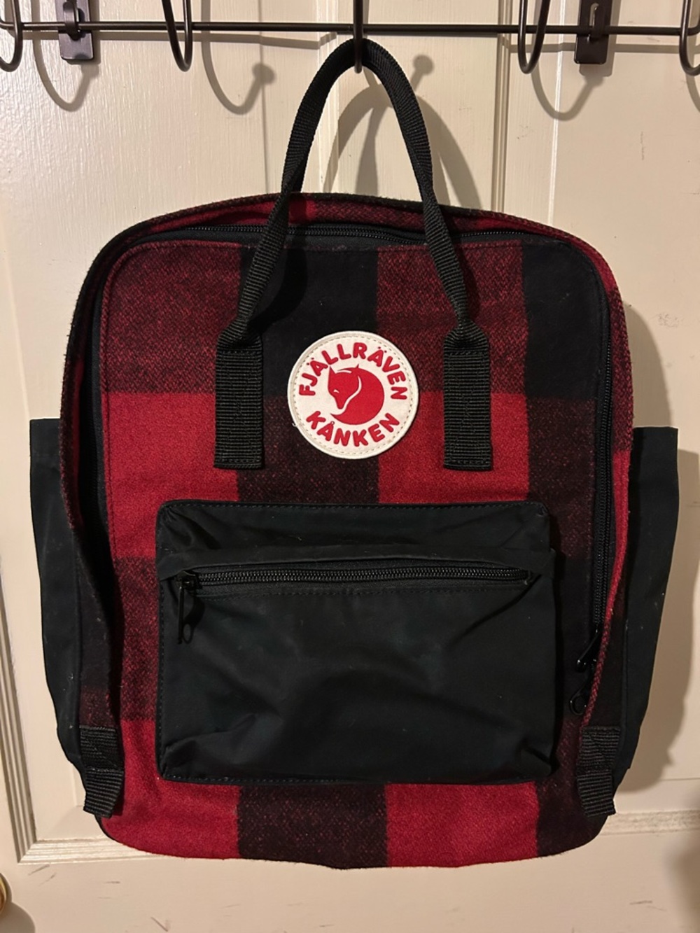 Fjallraven Kanken Red & Black Plaid Backpack